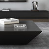 Modern Black Wood Coffee Table with Storage Square Drum with Drawer