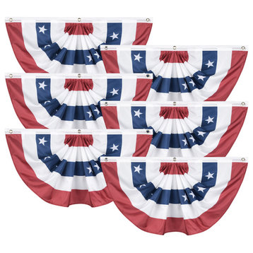 Yescom 6Pcs 1.5x3 Ft USA Pleated Fan Flag Half Fan Banner American Bunting