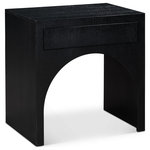 Meridian Furniture - August Night Stand, Black - Transform your home with the stunning August Black Nightstand. This piece boasts a simple, yet elegant design. Constructed with oak wood veneer, the nightstand features a rich black finish that adds a touch of sophistication to any room. The push-to-open drawer mechanism makes it easy to access your belongings without any hassle. Add a stylish and comfortable touch to your bedroom with this beautiful nightstand.