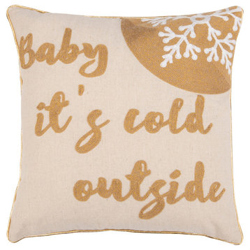 Safavieh Cold Outside Pillow, Beige/Gold, 18"x18"