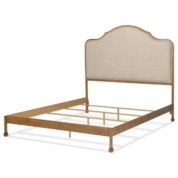 Fashion Bed Group Calvados King Sized Upholstered Decorative Wood Bed in Oak