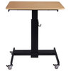 28" Stainless Steel Adjustable Mobile School Standing Desk in Natural Wood/Black