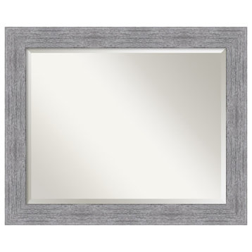 Bark Rustic Grey Beveled Wall Mirror - 33 x 27 in.