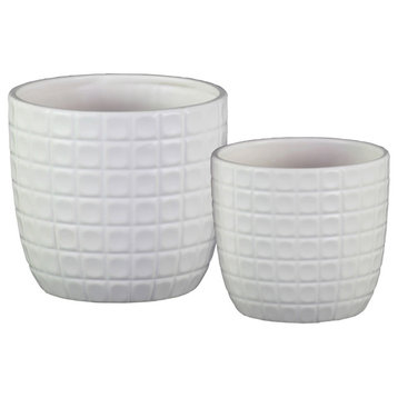 Urban Trends Ceramic Pot 2-Piece Set, White
