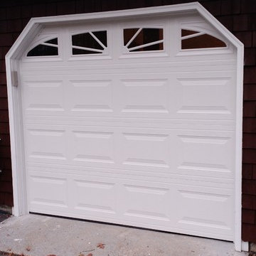 White Sectional Overhead Door With Curved Windows