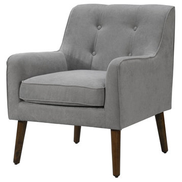 Ryder Mid Century Modern Woven Fabric Tufted Armchair, Steel Gray