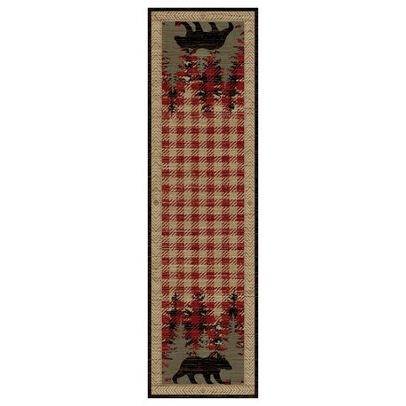 Blowing Rock Lodge Area Rug, Antique, 2'3"x7'7"