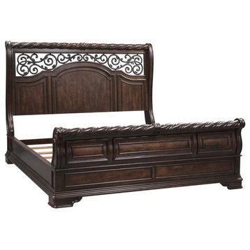 Queen Sleigh Bed (575-BR-QSL), Brownstone Finish