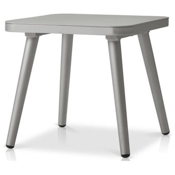 Source Furniture Aria Aluminum Frame Square End Table in Kessler Silver