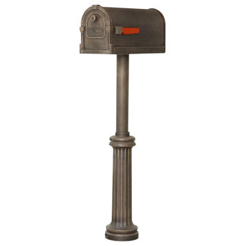 Savannah Curbside Mailbox With Bradford Direct Burial Mailbox Post, Copper