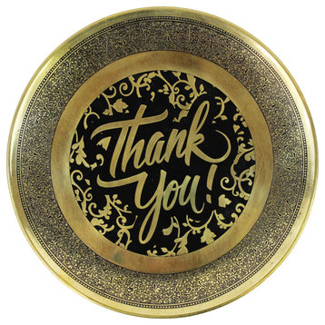 Natural Geo Decorative Brass Accent Plate Thank You