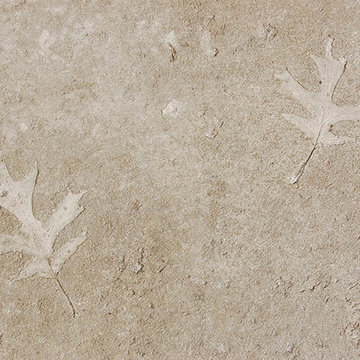 Custom Pavement: Integrally Colored Concrete with Mulch Texture and Oak Leaf Im
