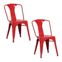 AmeriHome - AmeriHome Red Metal Dining Chairs, Set of 2 - Dining Chairs