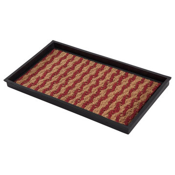 24.5"x14"x1.5" Natural/Recycled Rubber Boot Tray Tan/Red Coir Insert