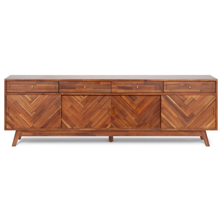 Herringbone High TV Stand, Walnut