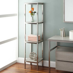 60" ROEDING VERTICAL TEAK SHELF - FOUR SHELVES - Bathroom Cabinets