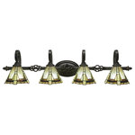 Toltec Lighting - Toltec Lighting 164-DG-9345 Elegant� - Four Light Bath Bar - Elegant? 4 Light Bath Bar Shown In Dark Granite Finish With 7" Zion Tiffany Glass.Assembly Required: TRUE Shade Included: TRUEDark Granite Finish with Zion Tiffany Glass *Number of Bulbs:4 *Wattage:100W *Bulb Type:Medium Base *Bulb Included:No *UL Approved:Yes