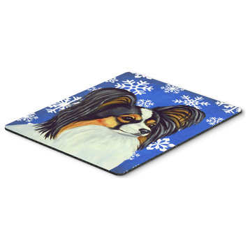 Papillon Winter Snowflakes Holiday Mouse Pad/Hot Pad/Trivet
