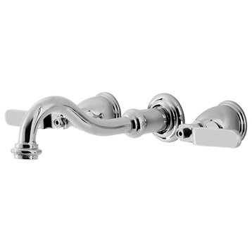 Kingston Brass KS3121KL Two-Handle Wall Mount Bathroom Faucet, Polished Chrome