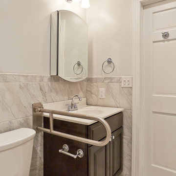 fold down grab bar with removable vanity for access