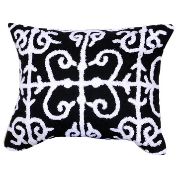 Embroidered Pillow 16"x20" Black