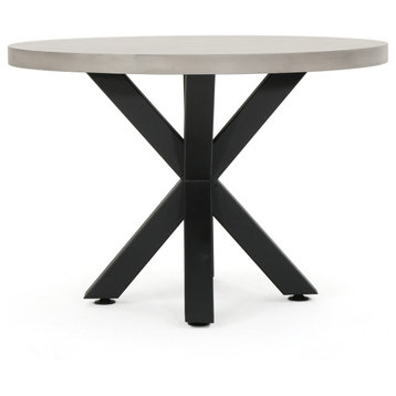 Julia Modern Lightweight Concrete Circular Dining Table With Cross Base