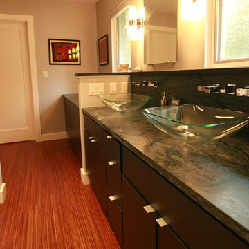 The bathroom got enlarged and a major upgrade with custom cabinetry - Contempora