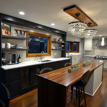 Transitional Kitchen with Gray & Walnut Accents in Naperville by Adam Hartig