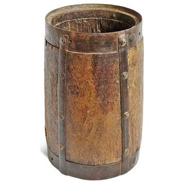 Consigned Antique Small Wood & Metal Rustic Pot