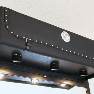 BAR BACK MIRROR – 52″ BY 42″ BY 6″ – BLACK WHISPER HARLEY DAVIDSON SADDLEBAG EMB
