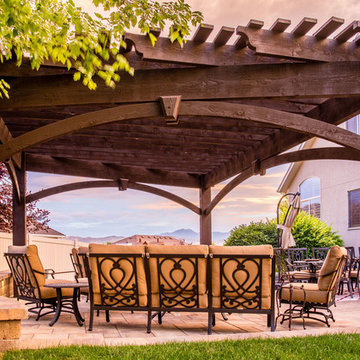 Trapezoid Pergola for Irregular Landscaping w/Awning