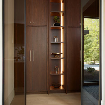 Luxurious Walnut Pantry with Open Display Shelving