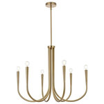 Elegant Lighting - Living District Layne 6-LIght 30" Chandelier, Gold, LD722D30SG - Equipped with six arms, this chandelier provides generous illumination to brighten up any space. Each conical end ensures a focused and balanced distribution of light, creating a warm and inviting atmosphere. The smooth and curved design of the tubular arms creates a gentle, inviting glow that bathes your room in a soft, diffused light. Enjoy a welcoming ambiance that beckons you to unwind and relax. The arms of this chandelier ingeniously stack vertically, forming a stunning display of tubes that adds depth and dimension to the overall design. This unique arrangement sets it apart from traditional chandeliers, making it a true conversation starter. Sloped ceiling adaptable with a durable swivel could be mounted on vaulted or angled ceilings.