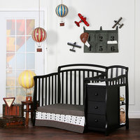 Dream On Me Casco 4-in-1 Mini Crib and Changing Table, Black
