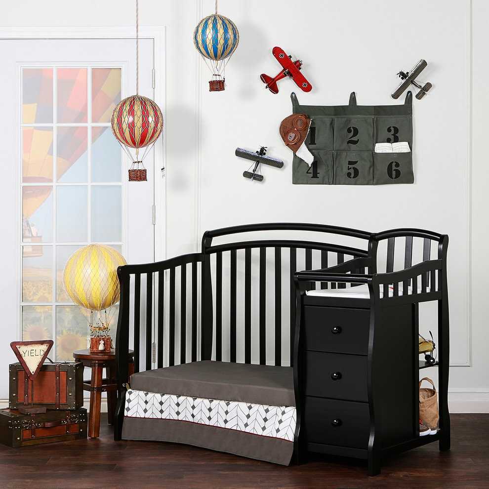 Dream On Me Casco 4-in-1 Mini Crib and Changing Table, Black