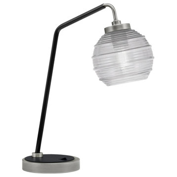 Table Lamps & Desk Graphite & Matte Black Finish 6 Clear Ribbed Glass