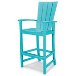 Polywood - Polywood Quattro Adirondack Bar Chair, Aruba - With curved arms and a contoured seat and back for comfort, the Quattro Adirondack Bar Chair is ideal for outdoor dining and entertaining. Constructed of durable POLYWOOD lumber available in a variety of attractive, fade-resistant colors, this all-weather bar chair will never require painting, staining, or waterproofing.