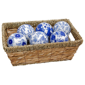 3" Blue and White Decorative Porcelain Ball Set