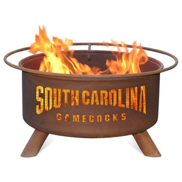 Customizable NCAA Logo Fire Pit, Rust Patina, South Carolina