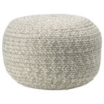 Jaipur Living - Jaipur Living Santa Rosa Indoor/Outdoor Solid Cylinder Pouf, Gray and Cream - The Saba Solar collection brings the coastal, globally inspired vibes of natural fiber to outdoor settings. The Santa Rosa pouf mimics the organic style of jute accents, lending texture and earthy neutrality to any style decor, but the handwoven polyester quality means this chic ottoman is just as home on patios and porches as it is in living and playrooms.