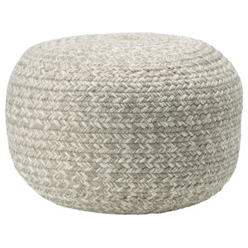 Jaipur Living Santa Rosa Indoor/Outdoor Solid Cylinder Pouf, Gray and Cream