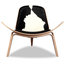 Tripod Plywood Lounge Chair, Genuine Cowhide With Walnut Base, Black/White