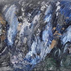 Black, Blue & Gold Abstract Painting - Paintings