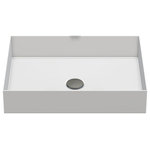 Alape - Alape Rectangular Sit-On Basin, Glazed White Finish, 19 Inch - Sit-on basin, rectangular, 19 5/8 x 14 3/4���, height 4 1/2���, glazed, without faucet hole and overflow, including chrome-plated drain valve, installation kit and black spacer frame