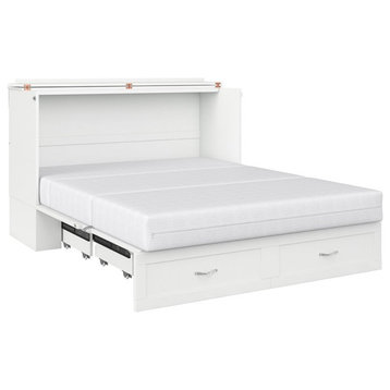 AFI Hamilton Queen Solid Wood Murphy Bed Chest with Built-In Charger in White