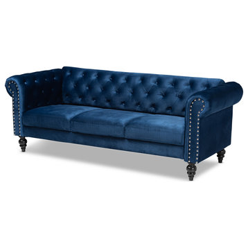 Towcester Luxe Navy Blue Velvet Chesterfield Sofa