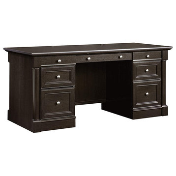 Traditional Desk, Large Crown Molded Top and Plenty Storage Space, Wind Oak