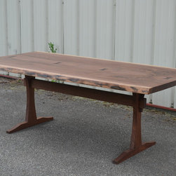 Live Edge Walnut Dining Table with New, Slender Trestle Base - Dining Tables