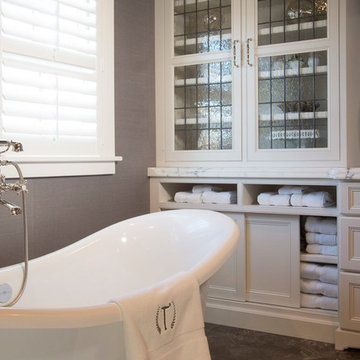 White and Gray Bathroom Free Standing Bathtub St. Louis, MO
