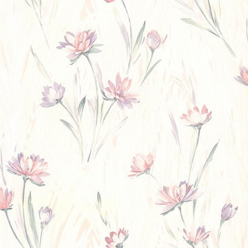 Brewster 2704-37400 For Your Bath III Gloria Peach Floral Wallpaper